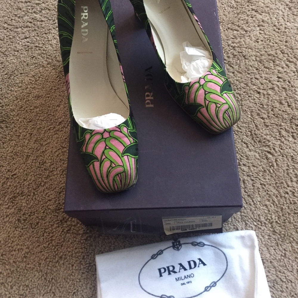 Prada Green and Pink Heels